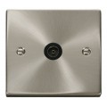 SATIN CHROME SINGLE COAXIAL OUTLET BLACK INSERT